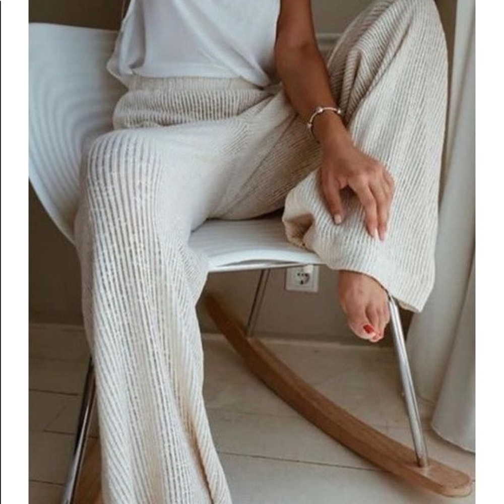 Knit cozy wide leg pants